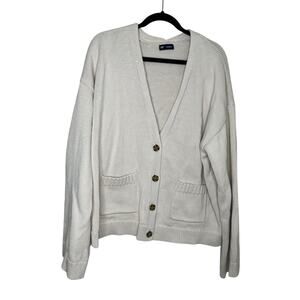 Gap Cotton Pocket Cream Cardigan Size XXLarge Tall